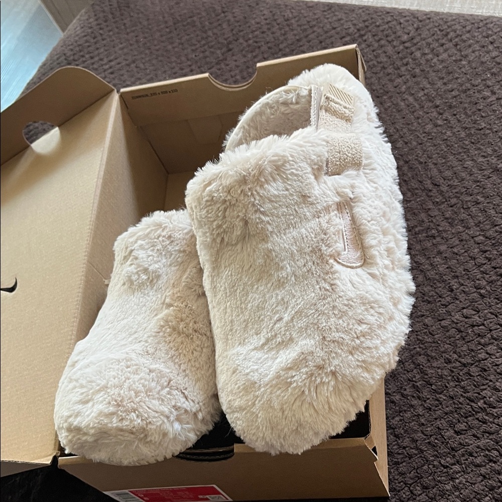 Nike Cream Fuzzy Mules